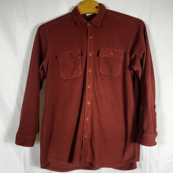 LL Bean Polyester Mens Fleece Flannel Orange Long Sleeve‎ Size XL Tall *read - Picture 1 of 7